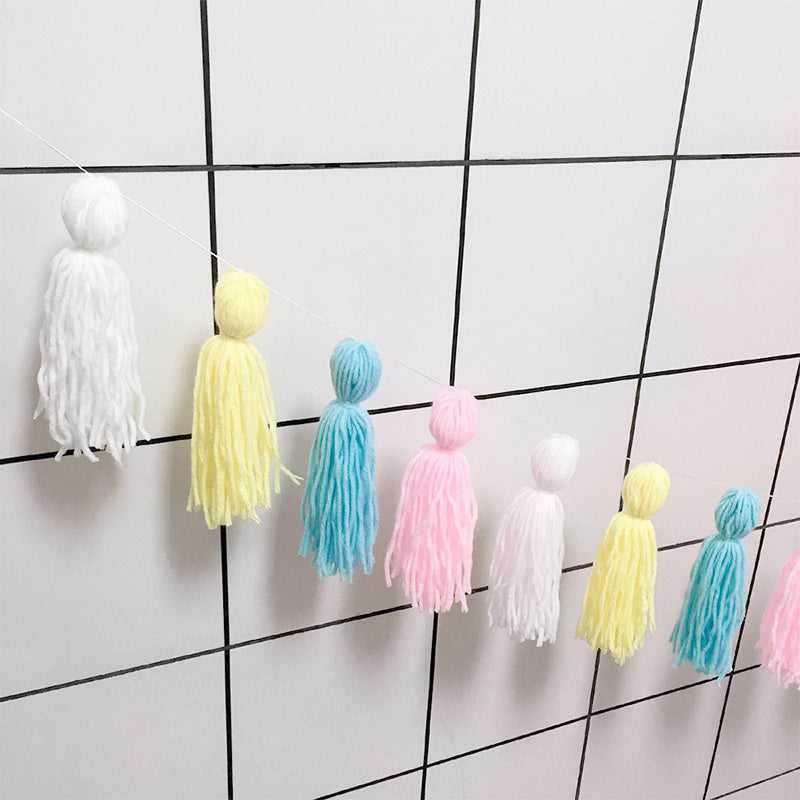 Macaron Color Tassel Home Textiles Home Furnishing Room Decoration Photo Wall Pendant