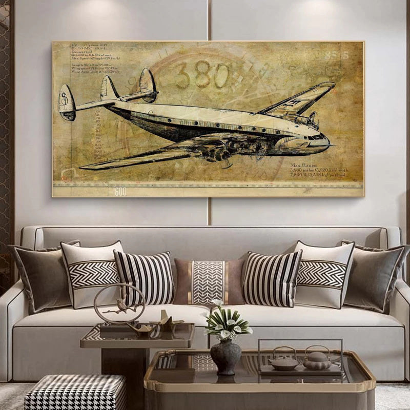 Vintage Airplane Print Poster Canvas Painting