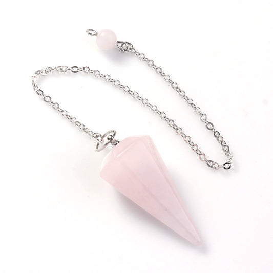 Natural Crystal Stone Hexagonal Cone Pendant