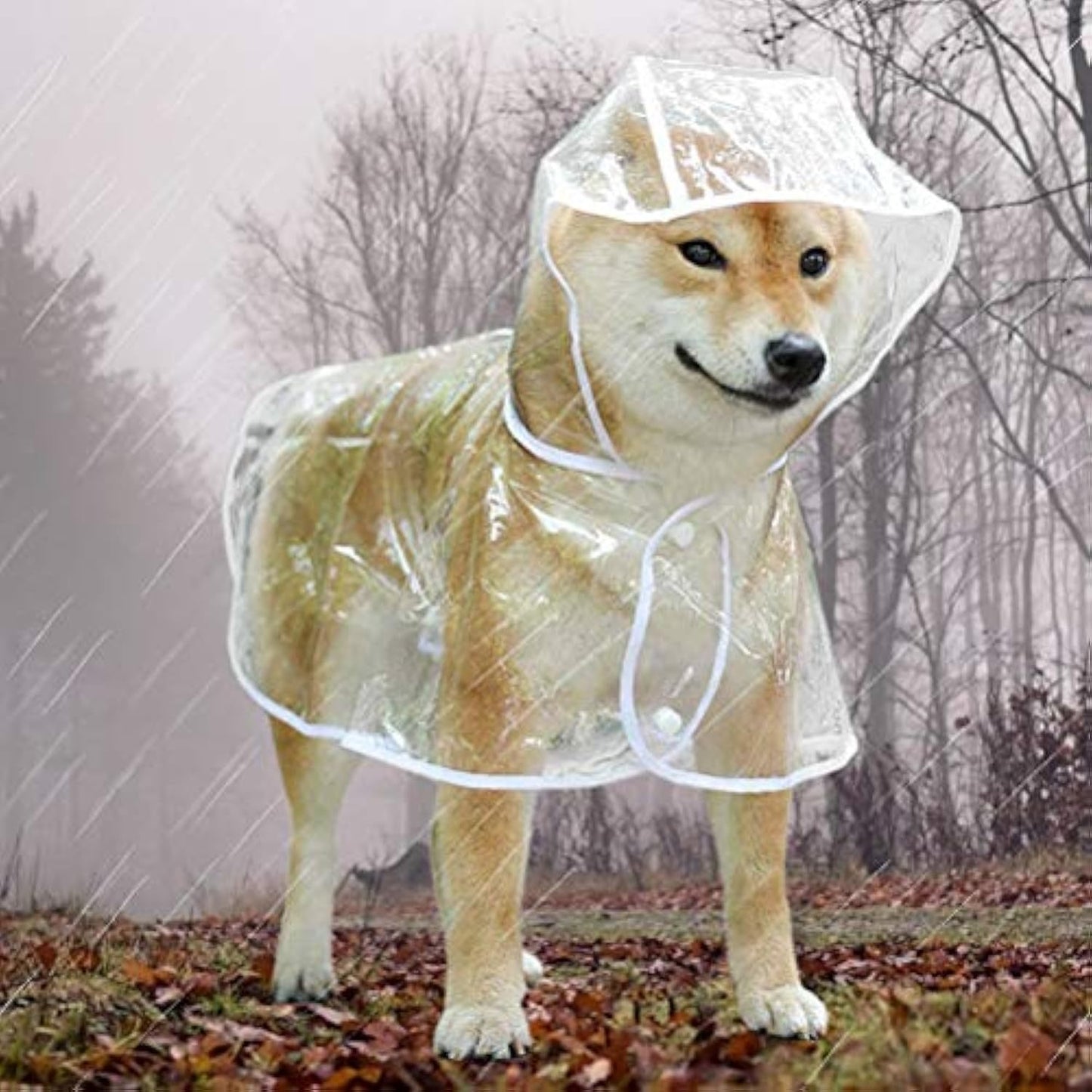 Clear Raincoat For Small Medium Dogs Pet Waterproof Clothes With Hooded Rain Jacket And Breathable Lightweight Materials Perfect For Outdoor Walking Days