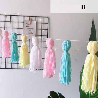 Macaron Color Tassel Home Textiles Home Furnishing Room Decoration Photo Wall Pendant