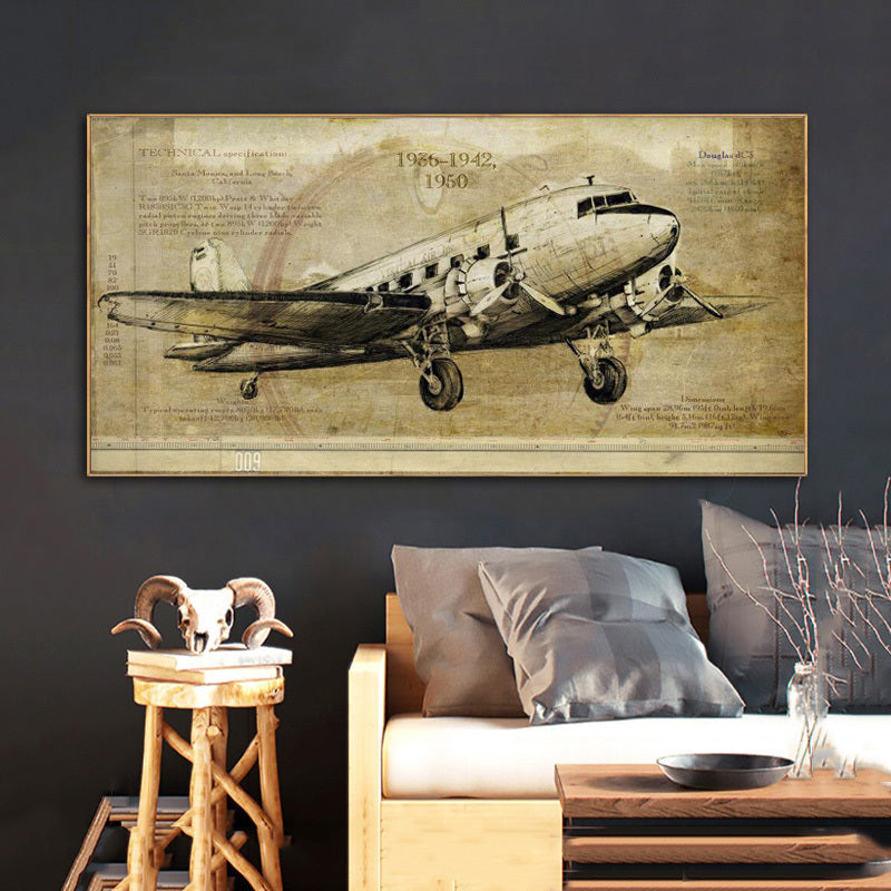 Vintage Airplane Print Poster Canvas Painting