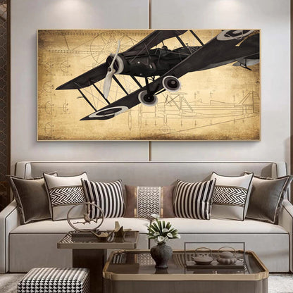 Vintage Airplane Print Poster Canvas Painting