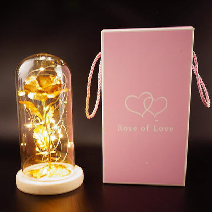 Enchanted Forever Rose Flower in Glass LED Light Christmas Decoration