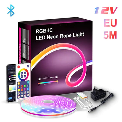 RGB LED Neon Light Bar with WiFi, App and Voice Control, Music Sync – Ideal for TV Backlighting and Room Decoration