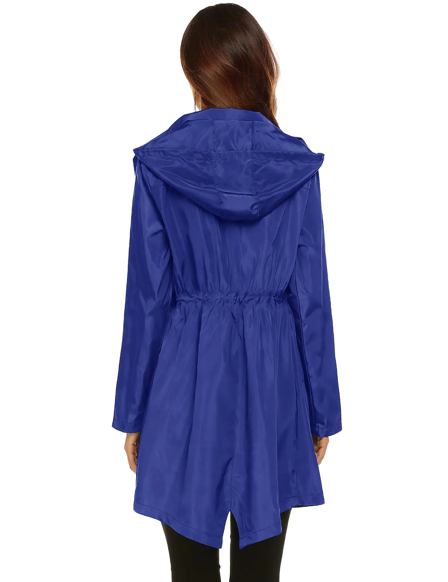 Lomon Women Waterproof Lightweight Rain Jacket Active Outdoor Hooded Raincoat XX-Large Royal Blue(waist Drawstring)